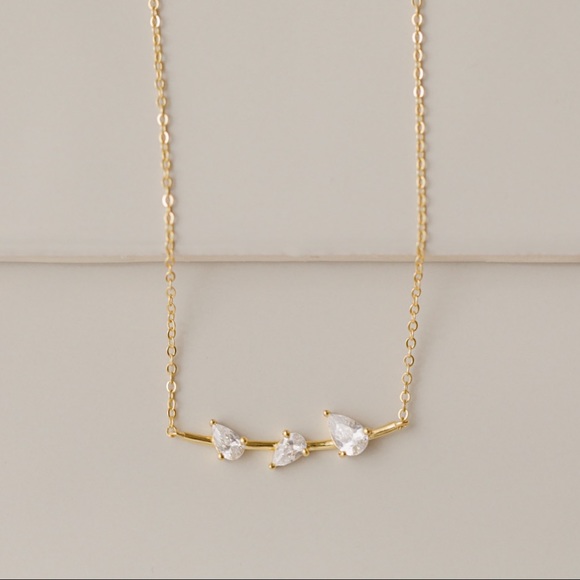 Crystal Bar Necklace | 14k Gold Plated - Picture 4 of 8